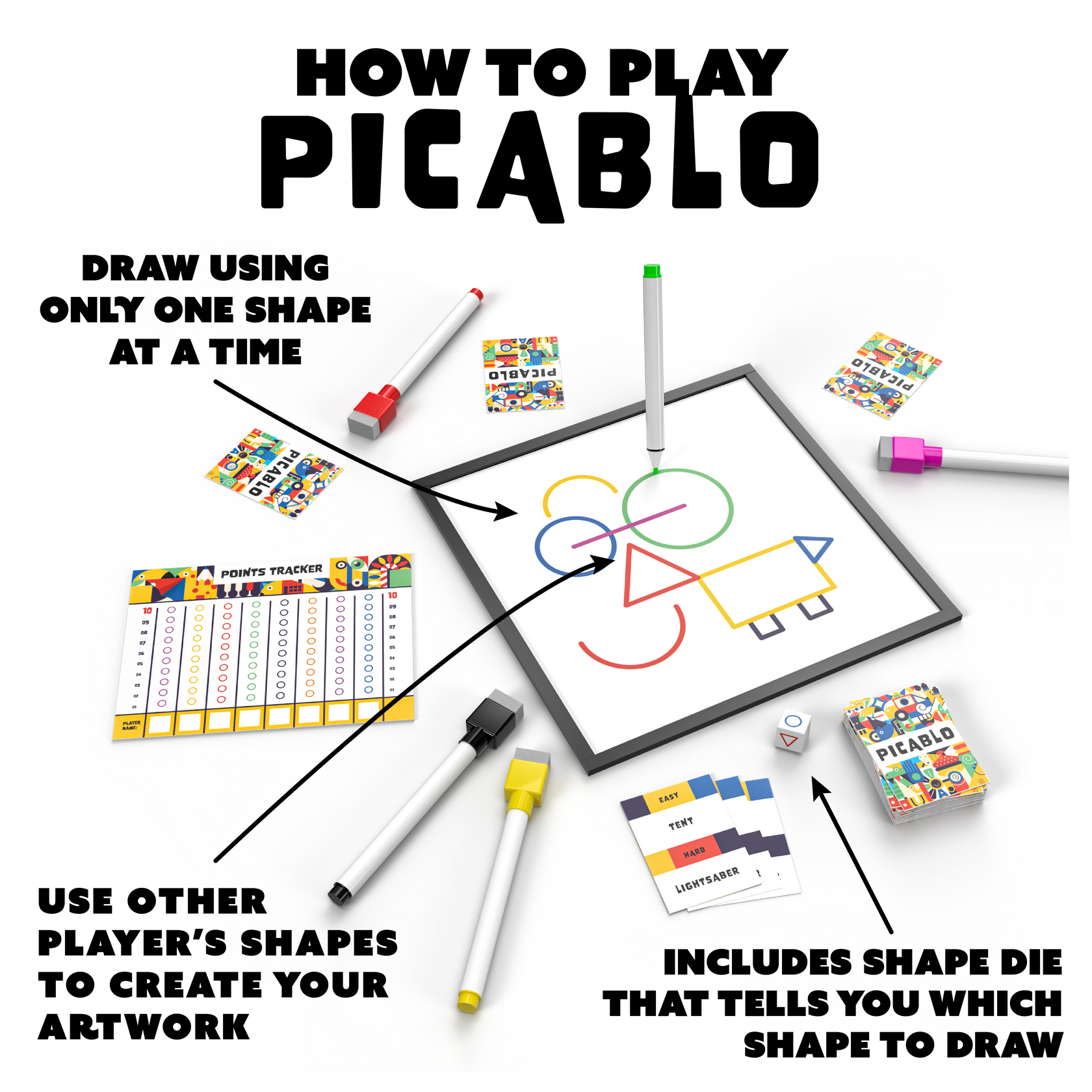 Picablo The ShapeDrawing Party Game Crated with Love