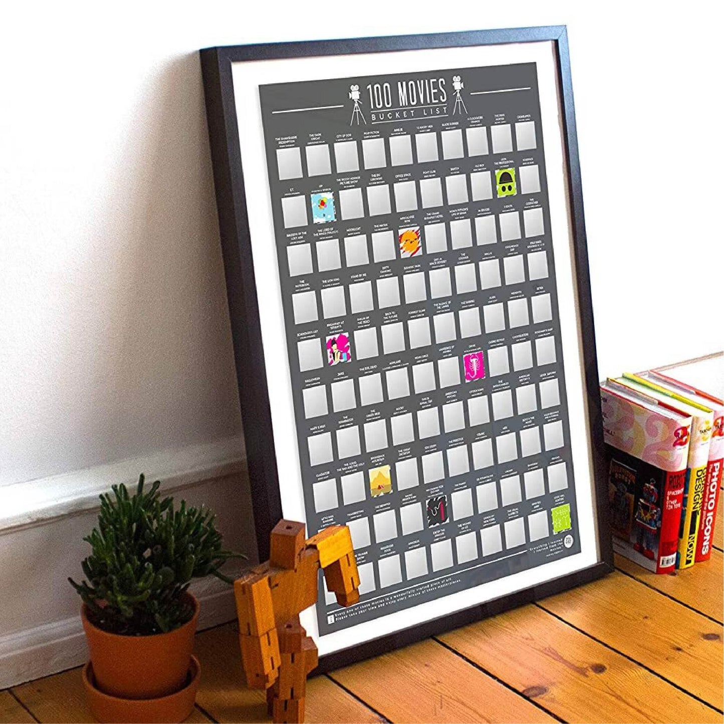 Folding type 100 Movies Scratch Off Poster- Bucket List Poster Couple Gift Unframed