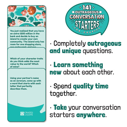  Crated with Love - 141 Outrageous Conversation Starters for  Kids - Travel Games Card Deck for Family Table Topics, Funny Thought  Provoking Questions to Spark Conversation and Grow Closer Together 