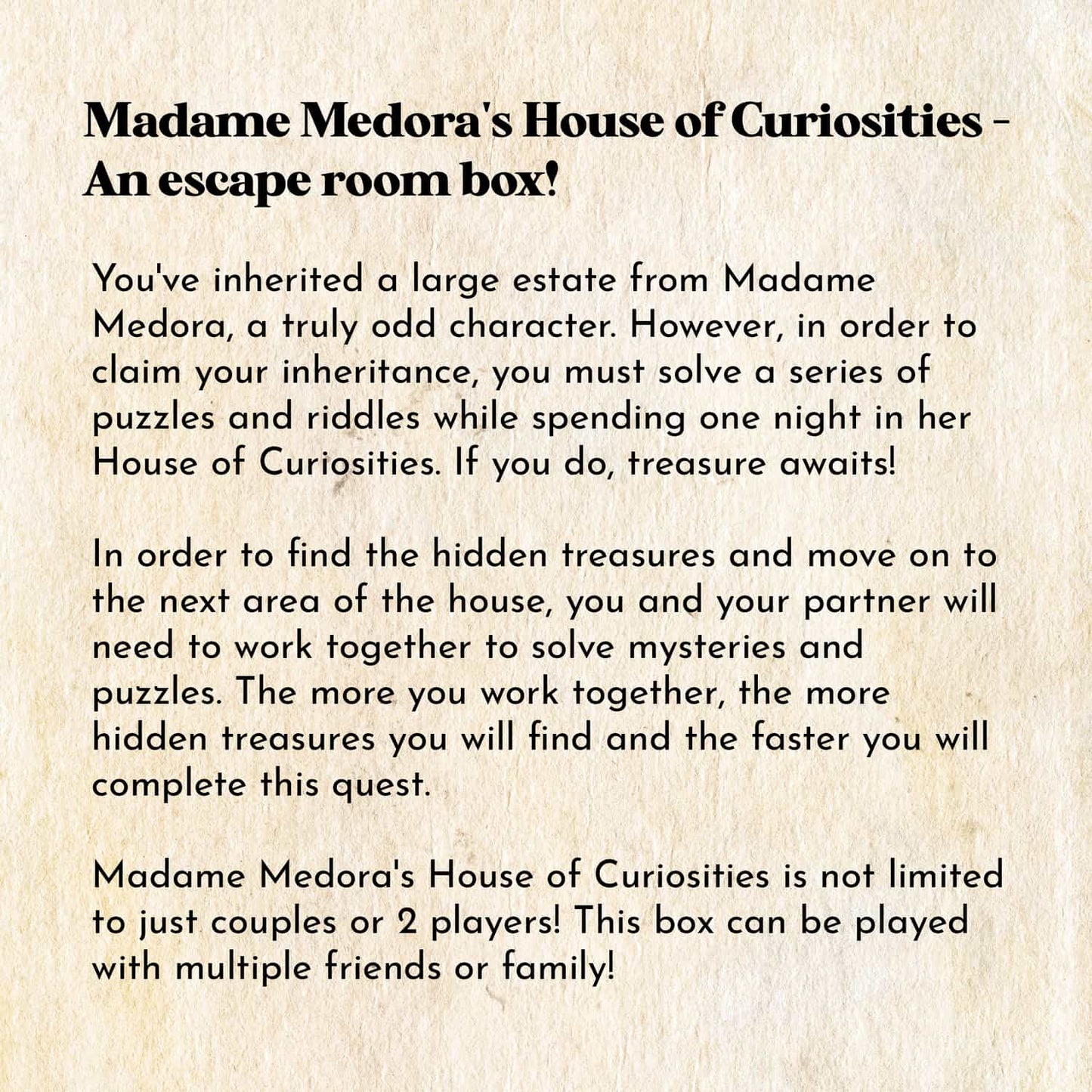 Madame Medora's House of Curiosities (Escape Room Box)